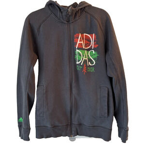 RARE Vintage Y2K Adidas Gray Outdoor Men's Graphic Full Zip Hoodie Medium